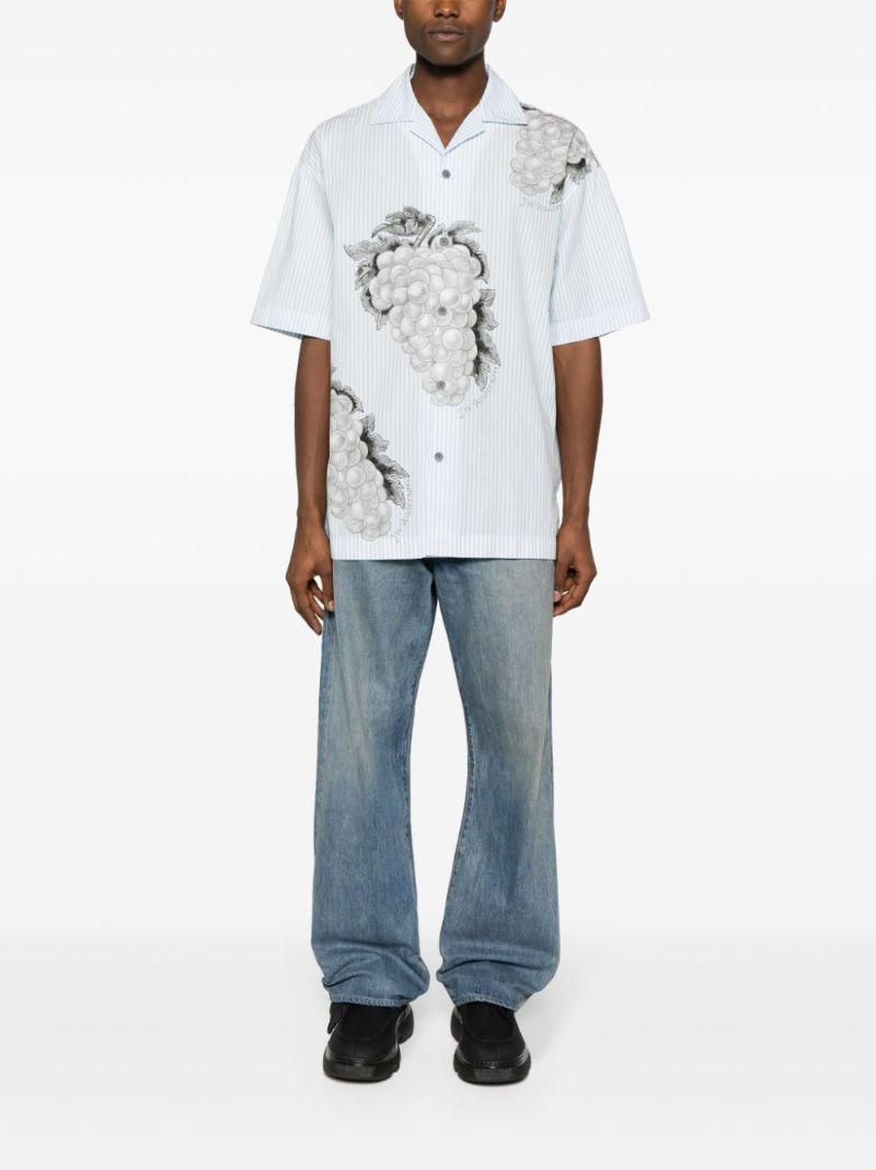 Blue Grape-print Cotton Shirt