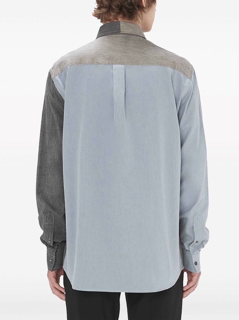 Grey Patchwork Long-sleeve Cotton Shirt