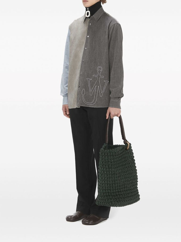 Grey Patchwork Long-sleeve Cotton Shirt