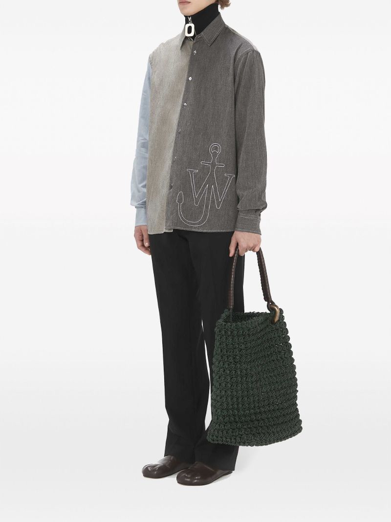 Grey Patchwork Long-sleeve Cotton Shirt