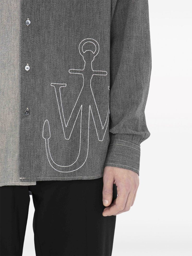 Grey Patchwork Long-sleeve Cotton Shirt