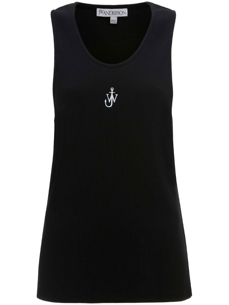Black Anchor Logo Embroidery Tank Top