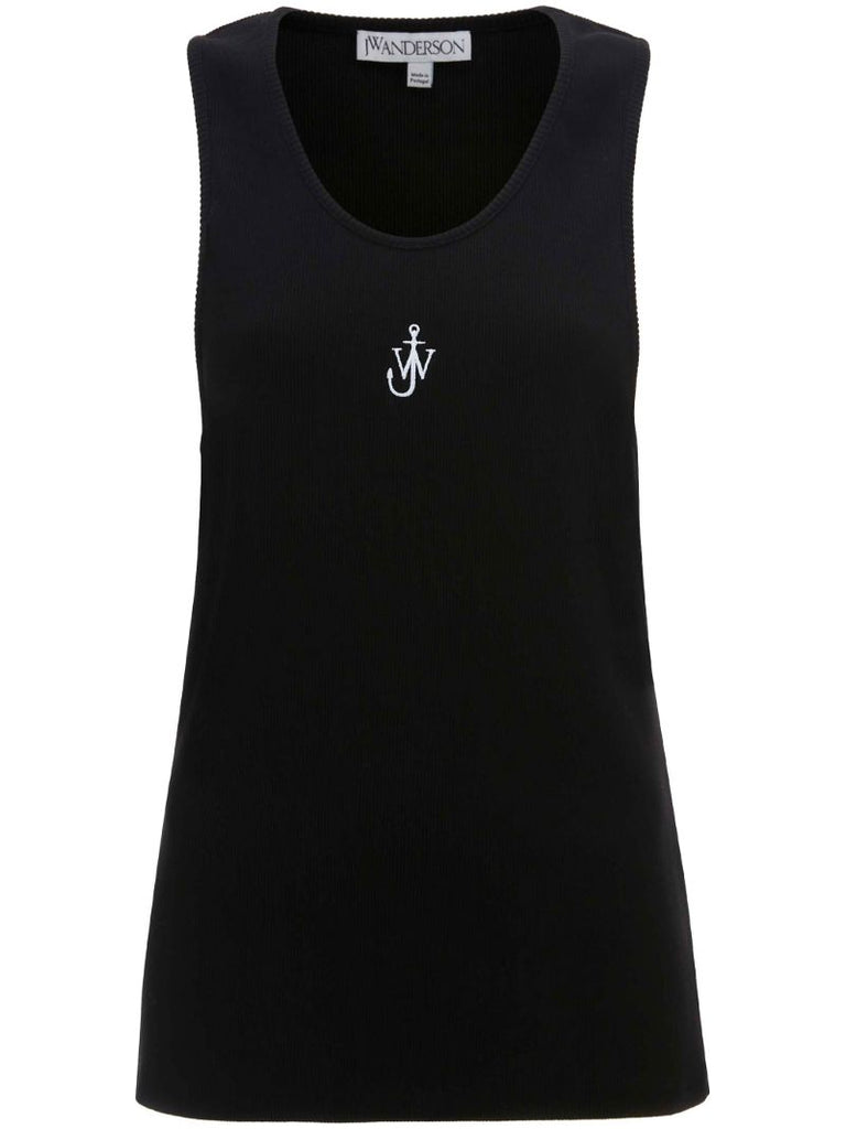 Black Anchor Logo Embroidery Tank Top