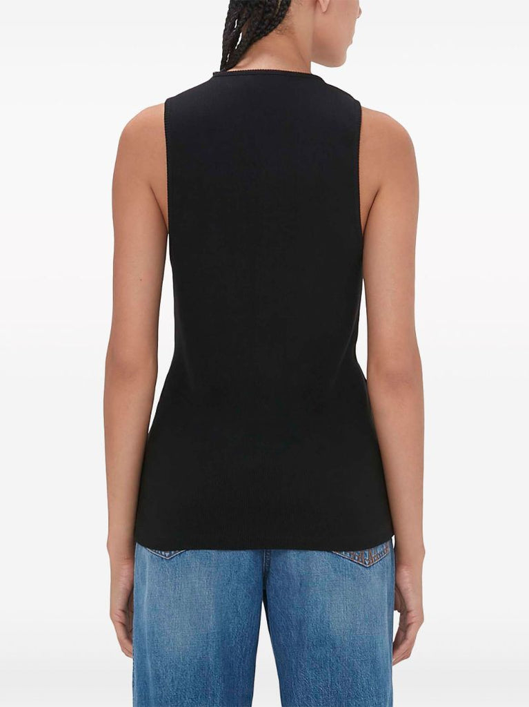 Black Anchor Logo Embroidery Tank Top