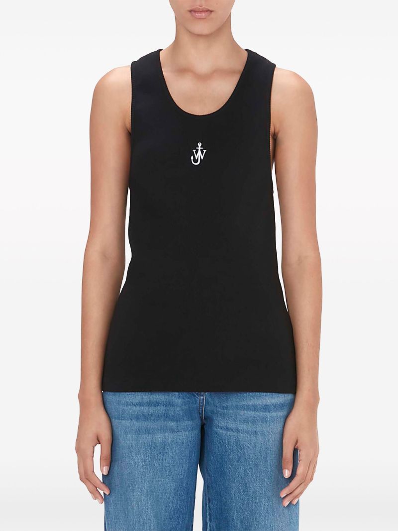 Black Anchor Logo Embroidery Tank Top