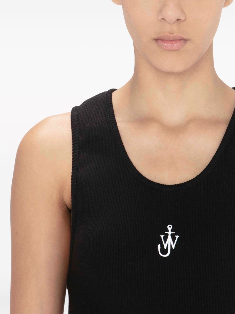 Black Anchor Logo Embroidery Tank Top