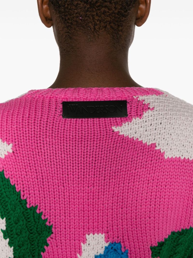 Pink Cut-out Crochet Sweater
