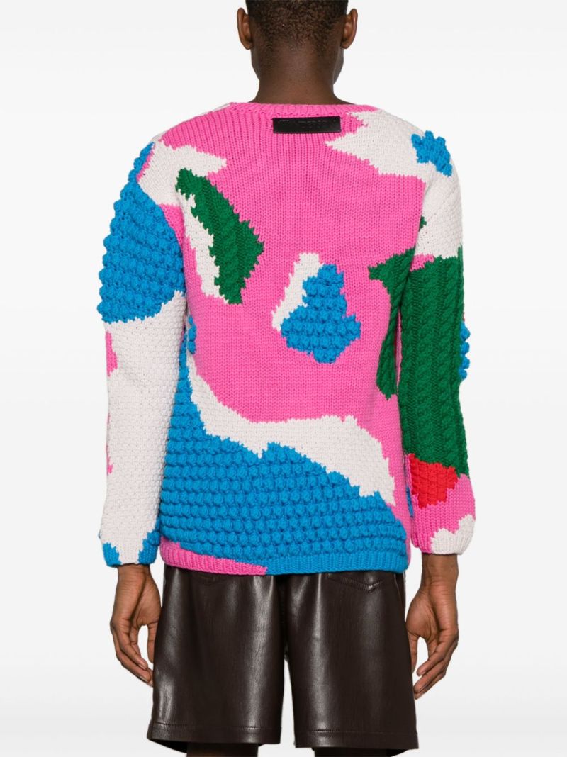 Pink Cut-out Crochet Sweater