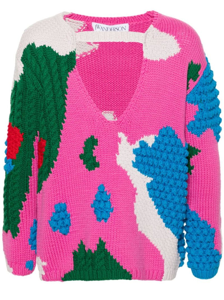 Pink Cut-out Crochet Sweater