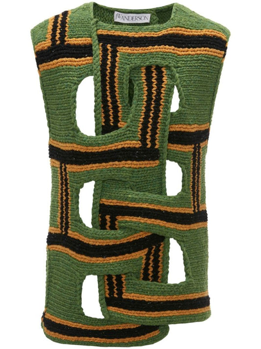 Green Interwoven Stripe Vest