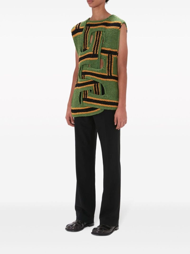 Green Interwoven Stripe Vest