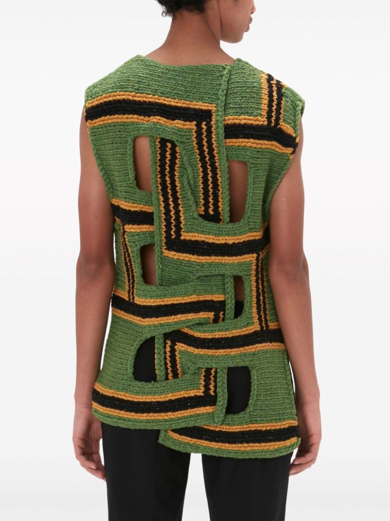 Green Interwoven Stripe Vest