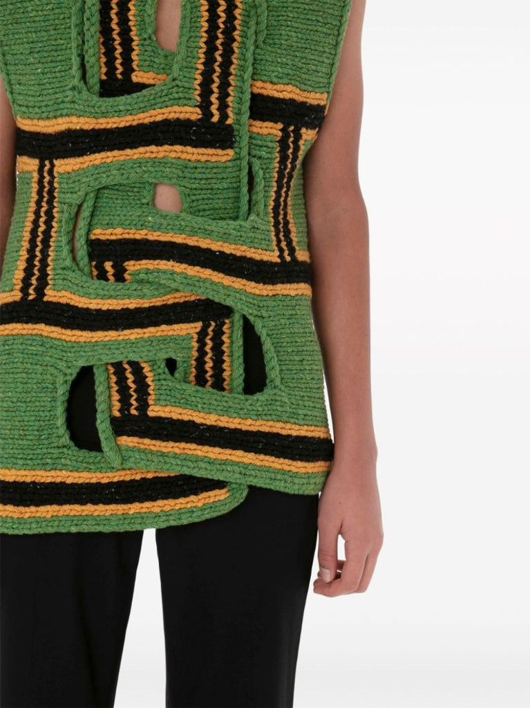 Green Interwoven Stripe Vest