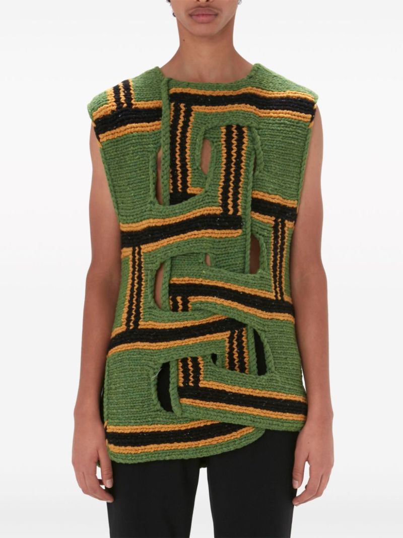 Green Interwoven Stripe Vest