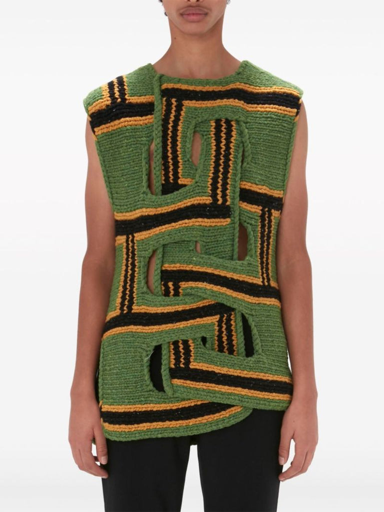 Green Interwoven Stripe Vest