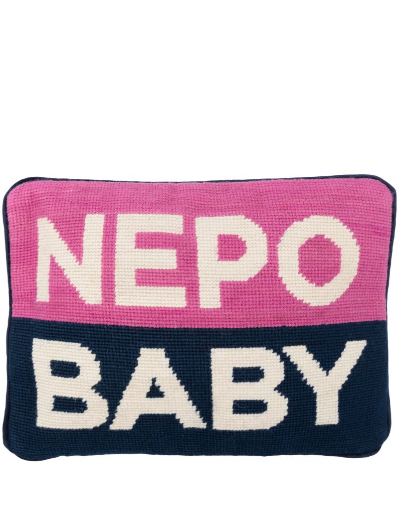 Blue Nepo Baby Needlepoint Cushion