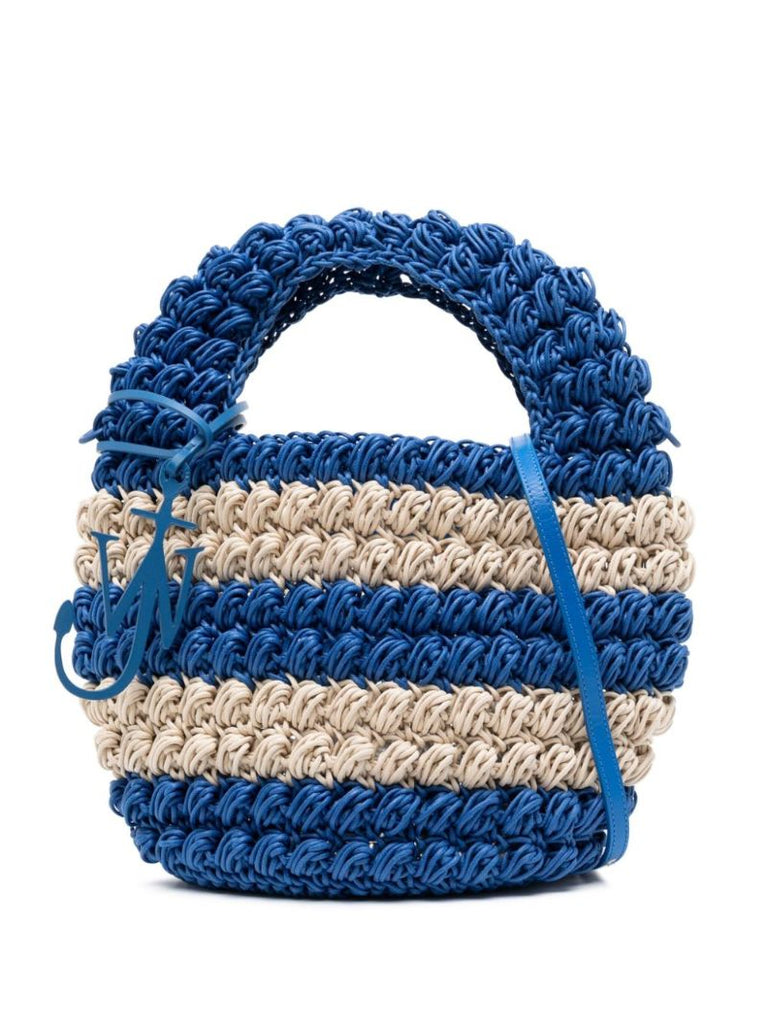 Blue Popcorn Basket Striped Tote Bag