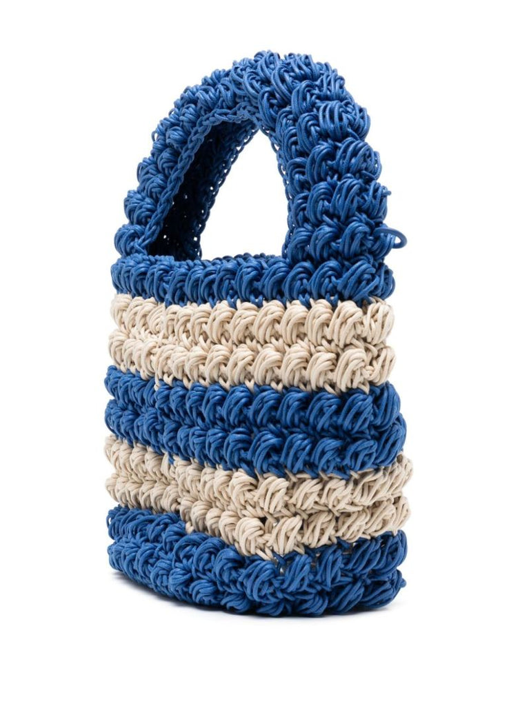 Blue Popcorn Basket Striped Tote Bag
