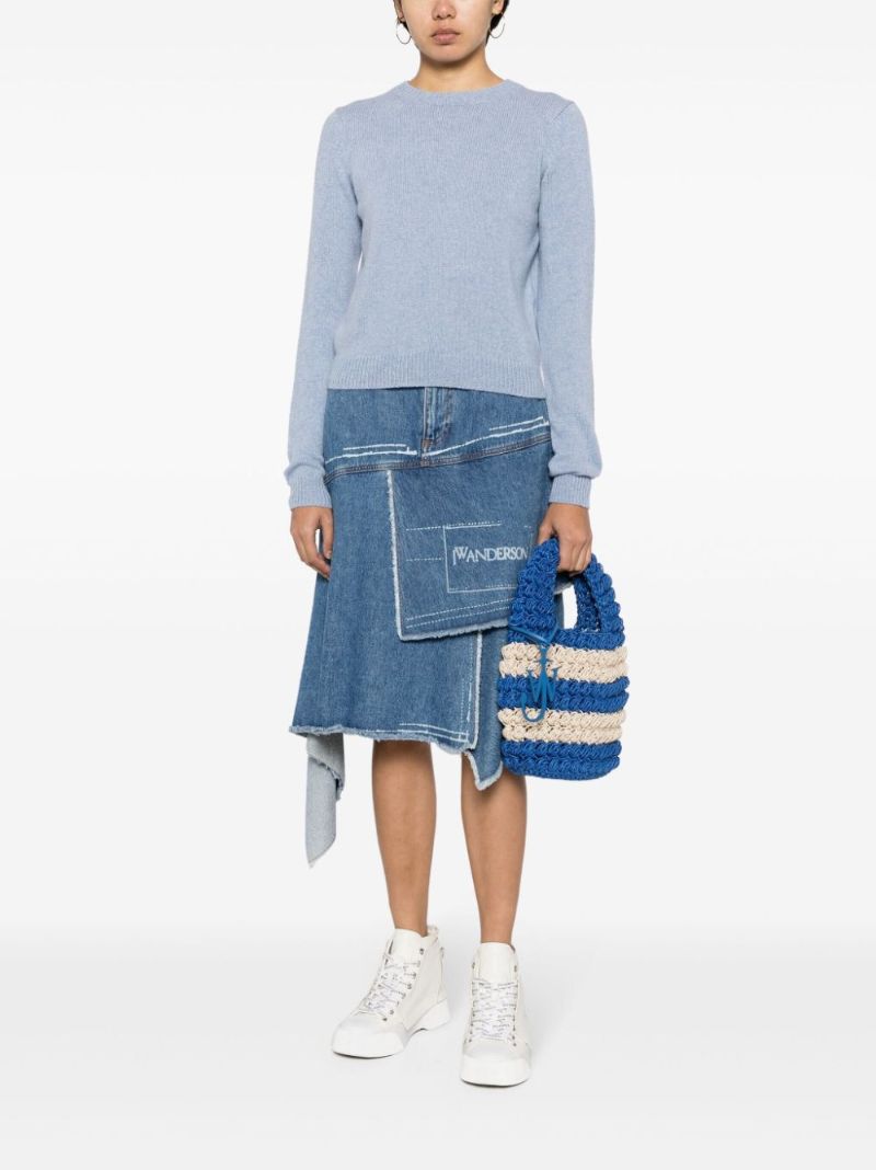 Blue Popcorn Basket Striped Tote Bag
