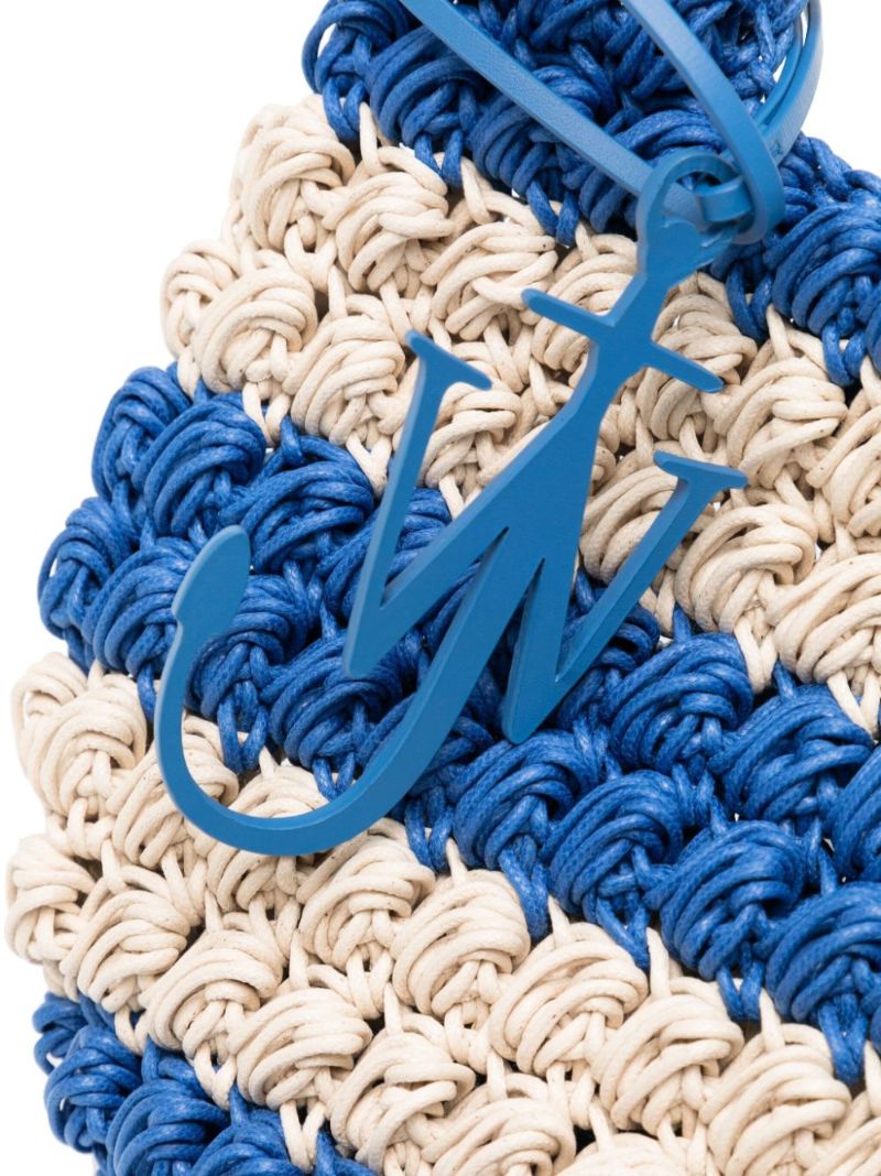 Blue Popcorn Basket Striped Tote Bag