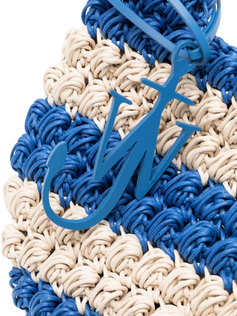 Blue Popcorn Basket Striped Tote Bag