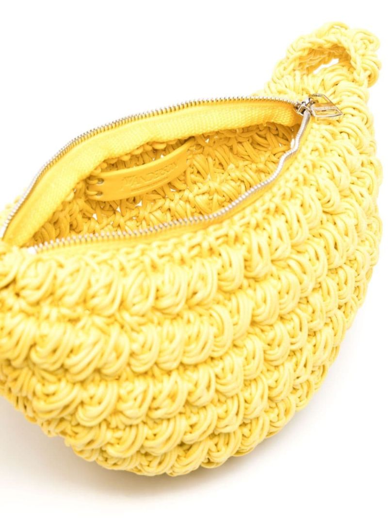 Yellow Popcorn Crochet-knit Cross Body Bag