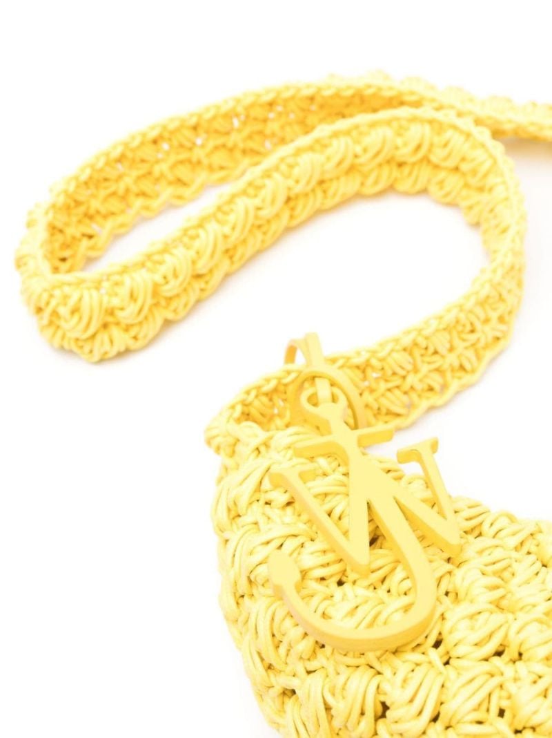 Yellow Popcorn Crochet-knit Cross Body Bag