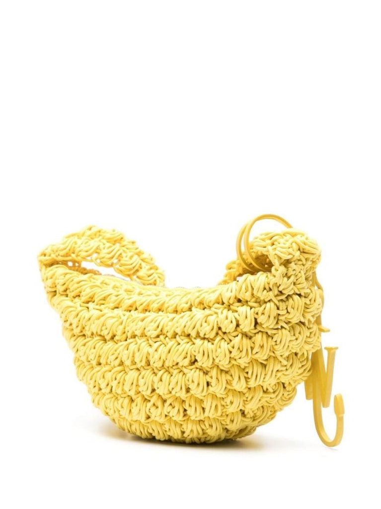 Yellow Popcorn Crochet-knit Cross Body Bag