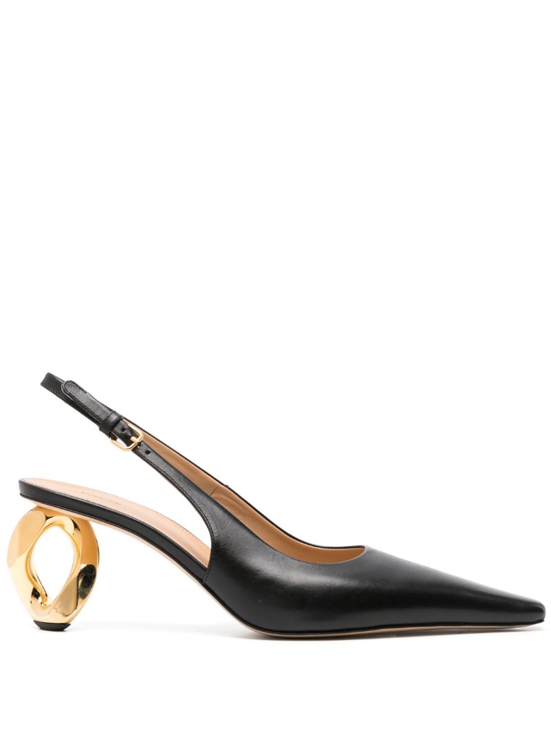 Black Chain 80 Slingback Pumps