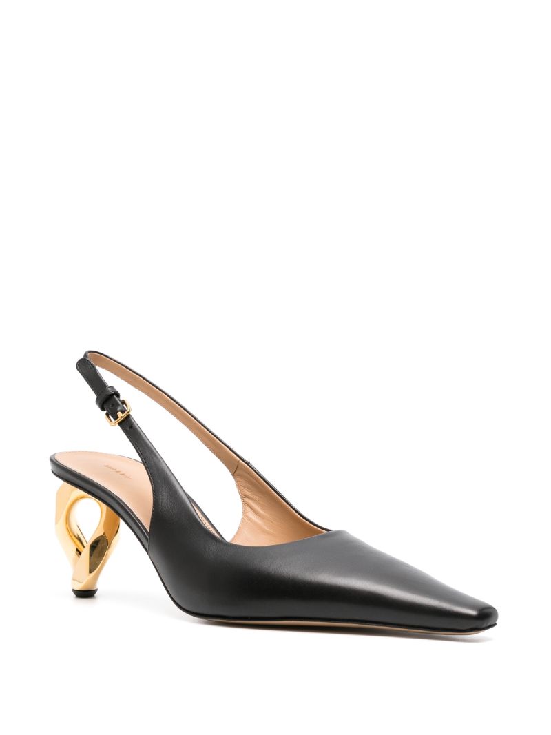 Black Chain 80 Slingback Pumps