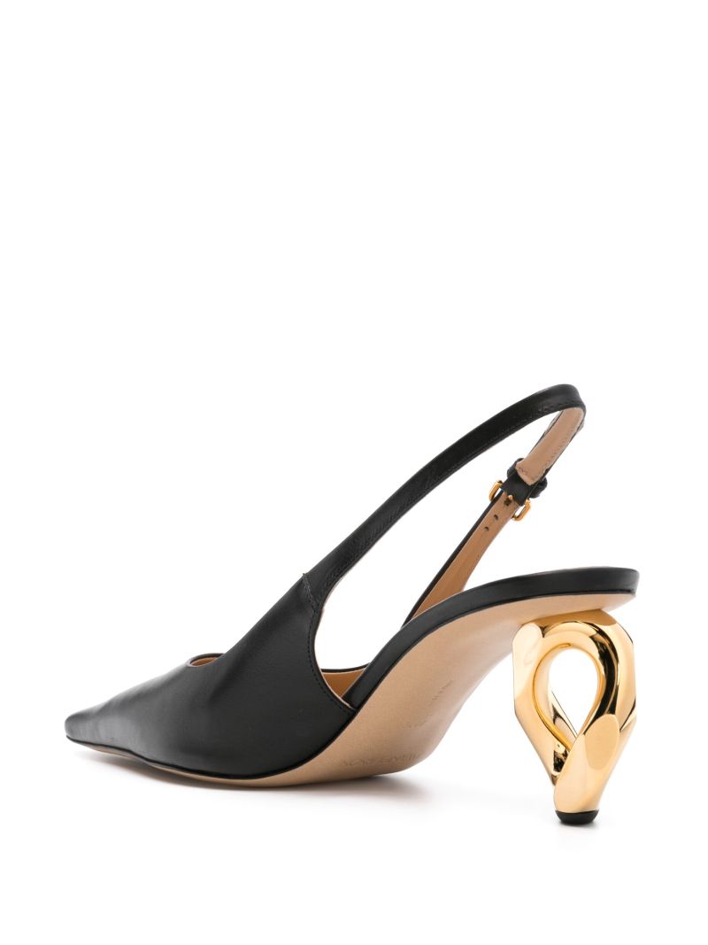 Black Chain 80 Slingback Pumps