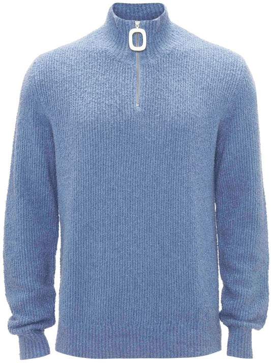 Blue BouclÃ_x0083_Â© Knit Cotton Jumper