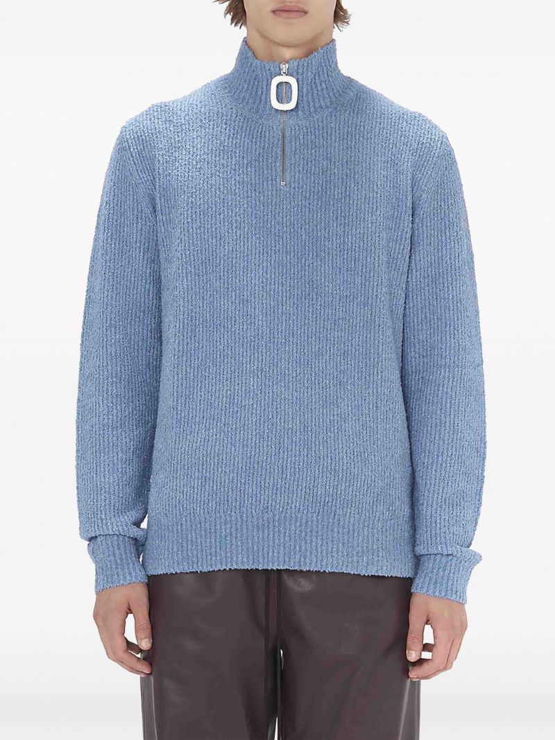 Blue BouclÃ_x0083_Â© Knit Cotton Jumper