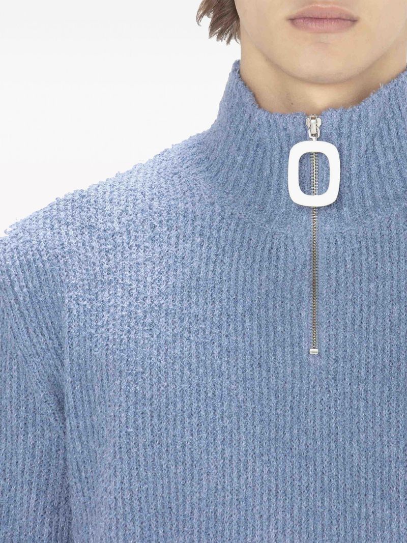 Blue BouclÃ_x0083_Â© Knit Cotton Jumper