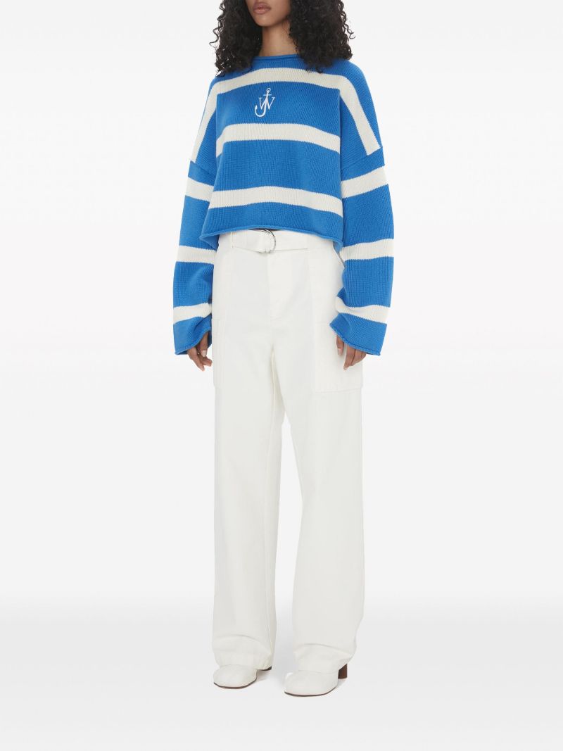 Blue Anchor Embroidery Cropped Jumper