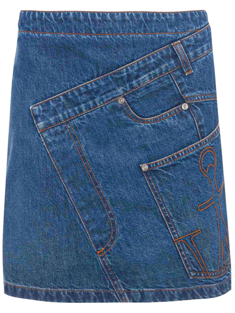 Blue Twisted Mini Denim Skirt