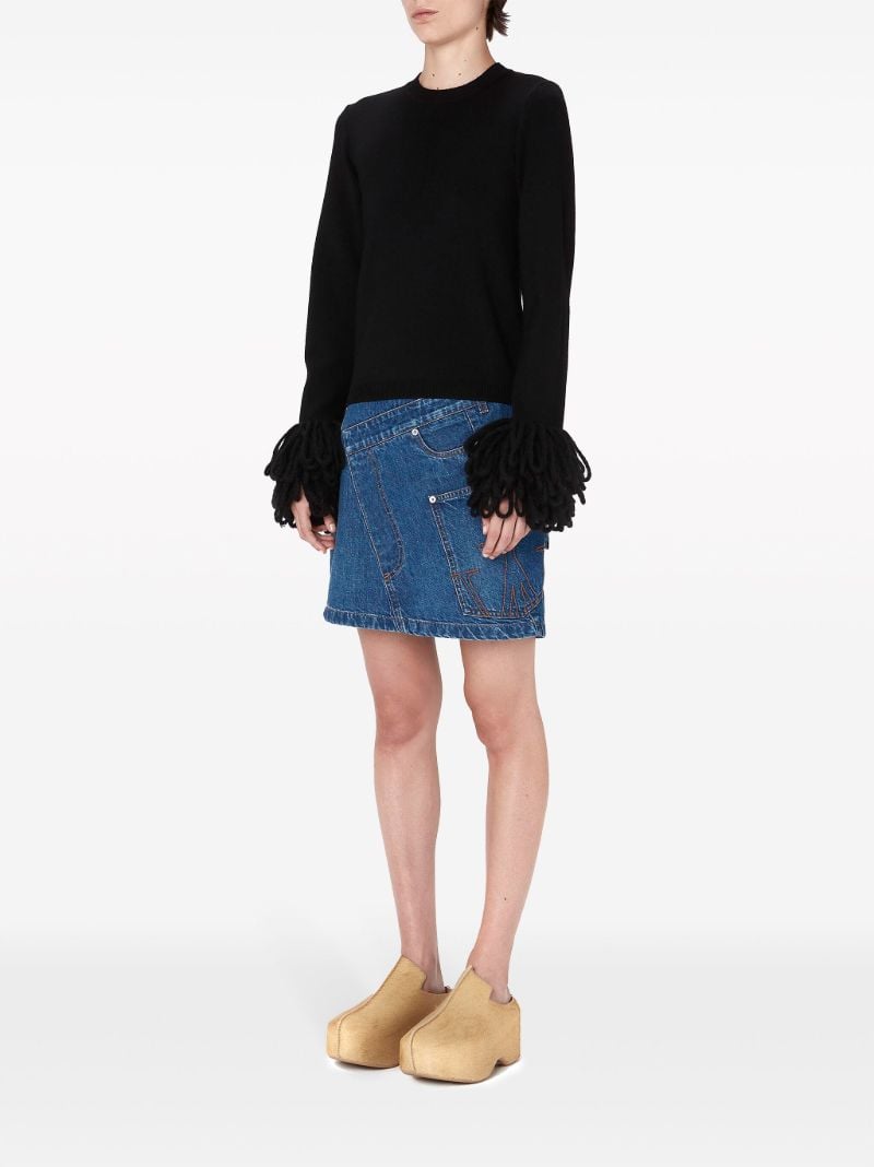 Blue Twisted Mini Denim Skirt
