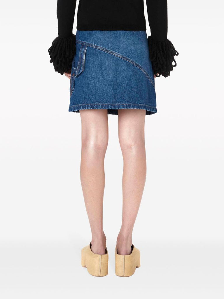 Blue Twisted Mini Denim Skirt