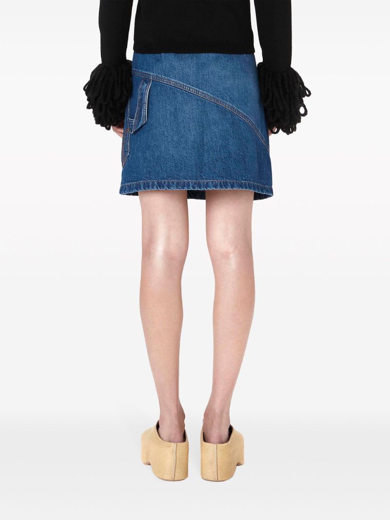 Blue Twisted Mini Denim Skirt