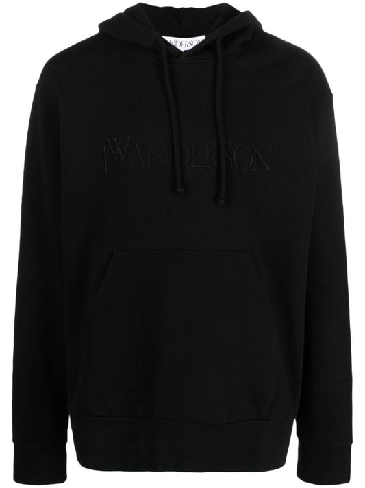 Black Logo-embroidered Cotton Hoodie