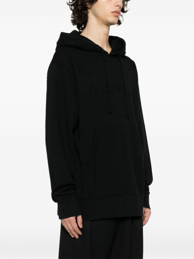 Black Logo-embroidered Cotton Hoodie