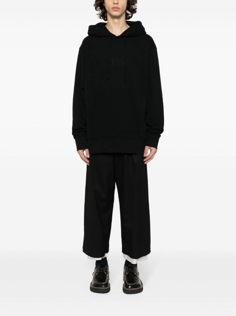 Black Logo-embroidered Cotton Hoodie