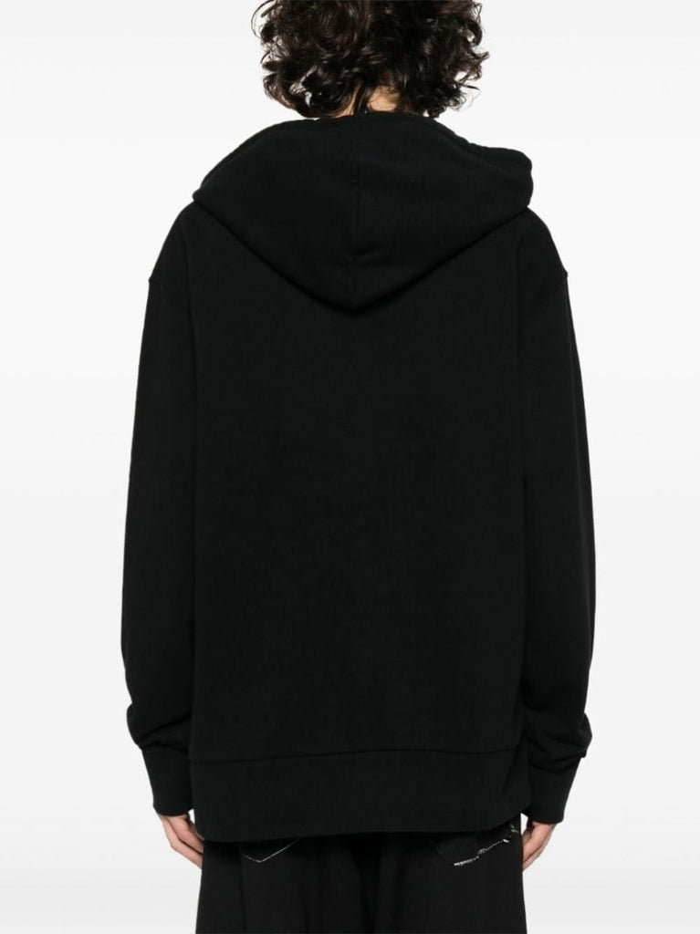 Black Logo-embroidered Cotton Hoodie