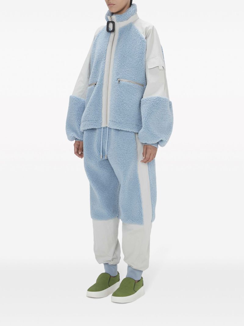 Blue Colour-block Fleece Track Jacket