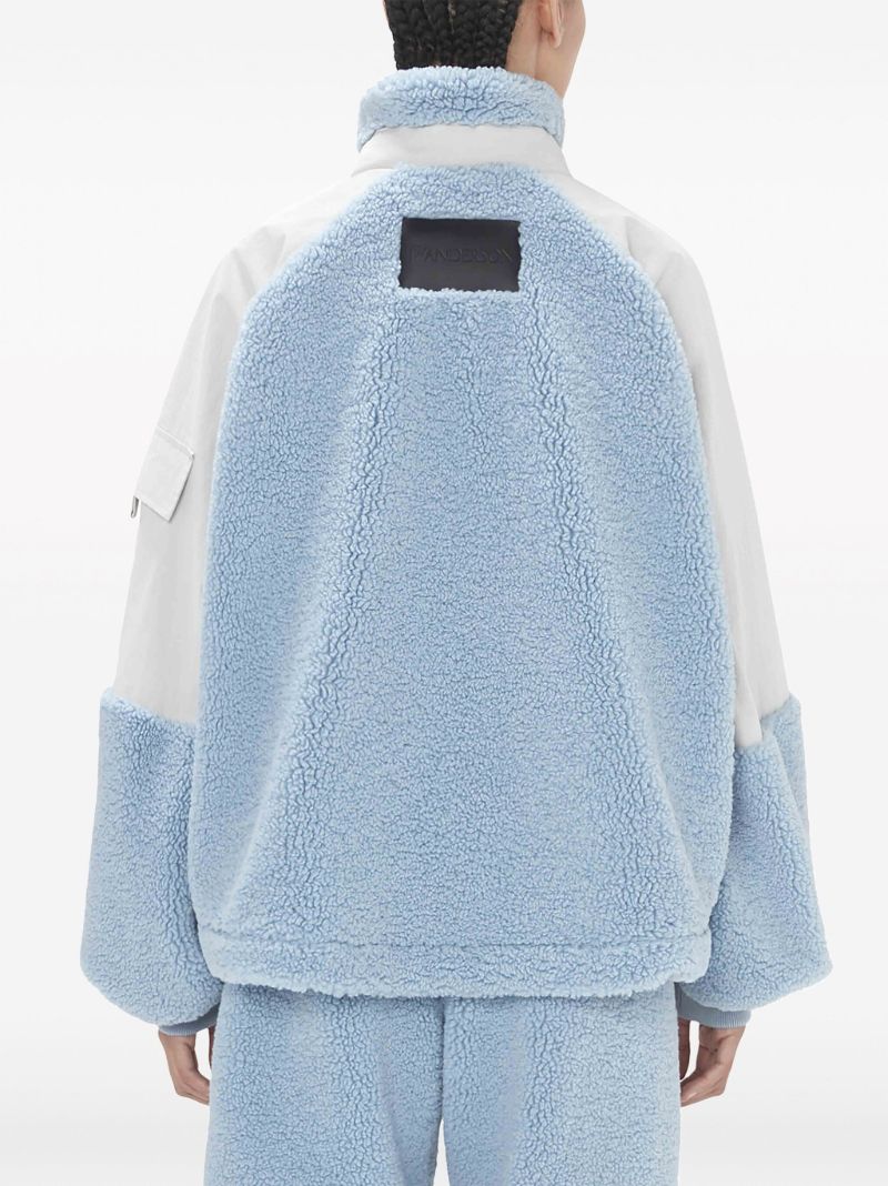 Blue Colour-block Fleece Track Jacket