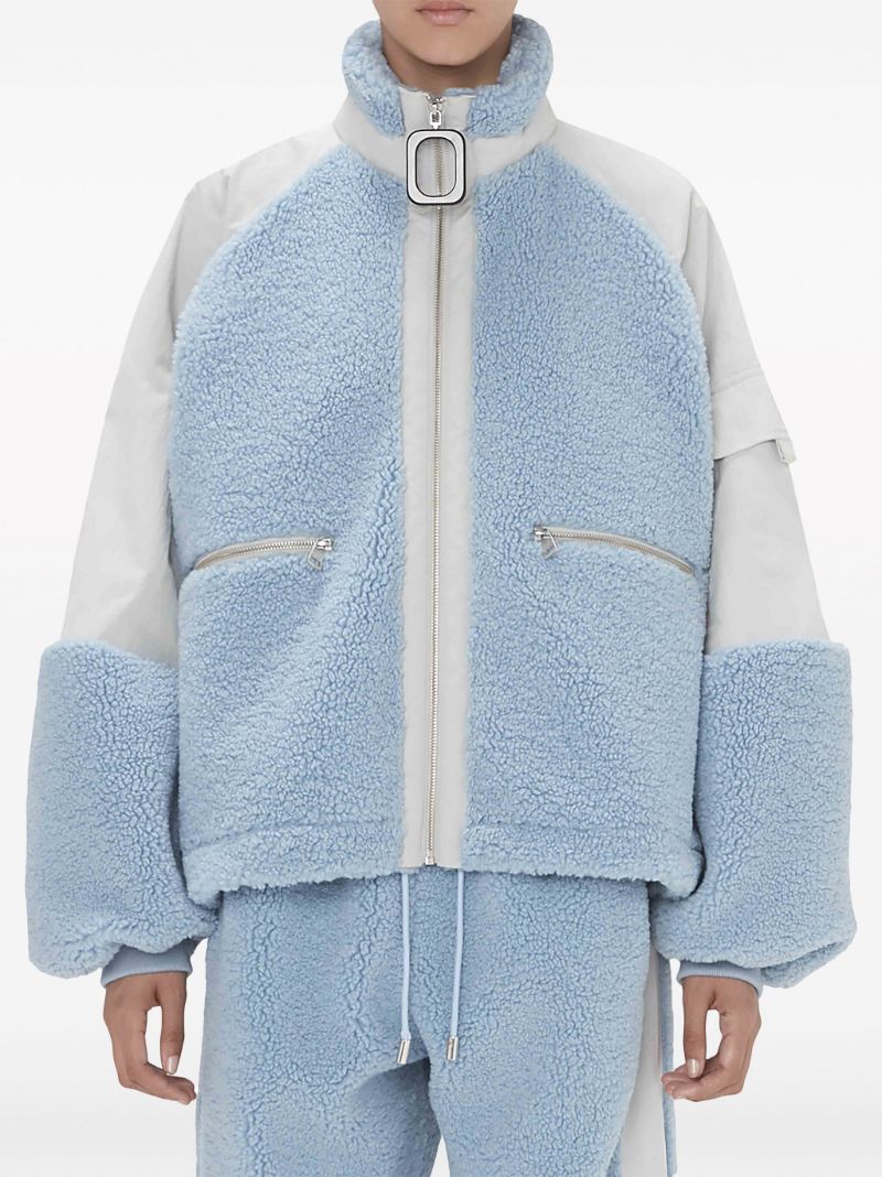 Blue Colour-block Fleece Track Jacket