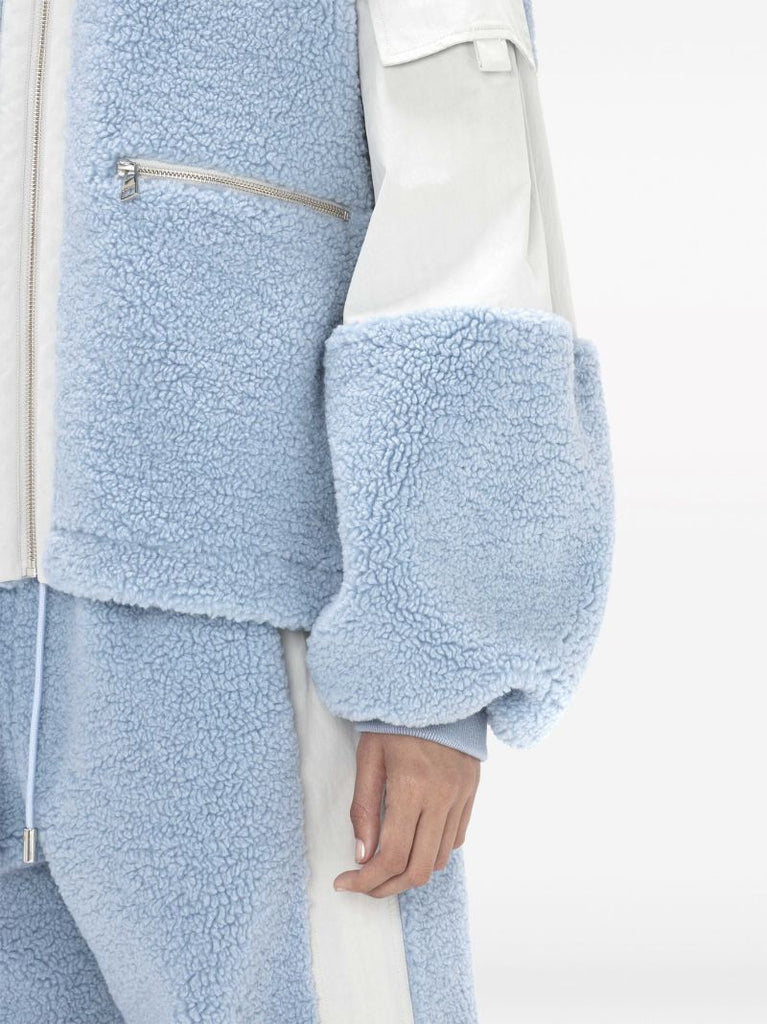 Blue Colour-block Fleece Track Jacket