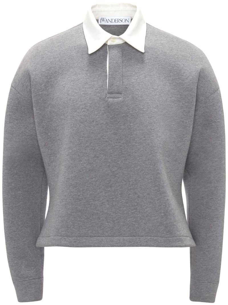 Grey Logo-embroidered Polo Shirt