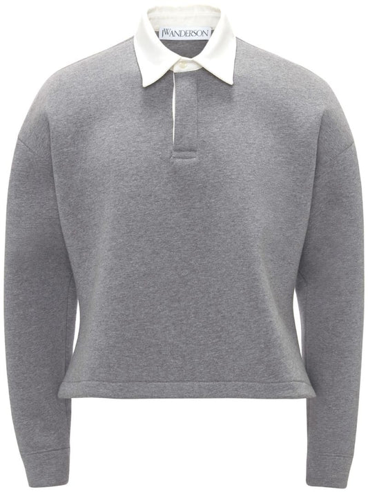 Grey Logo-embroidered Polo Shirt
