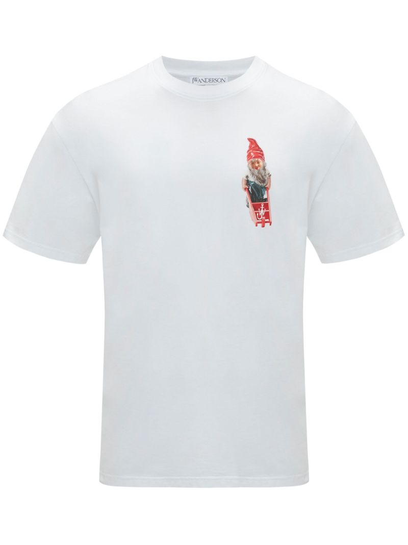 White Gnome-print Cotton T-shirt